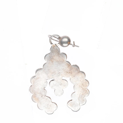 Vintage Zuni sterling silver snake eye turquoise Naja form dangle earrings