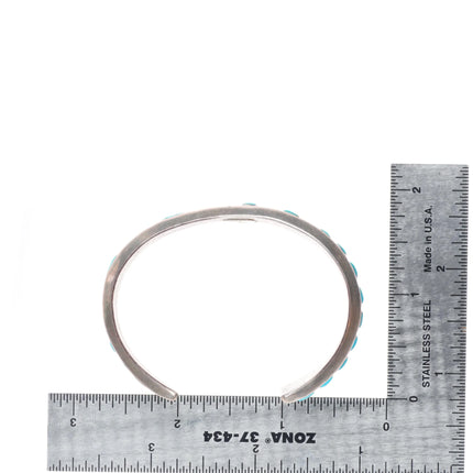 6" Preston Monongye Hopi Tufa Cast sterling silver turquoise inlay cuff bracelet