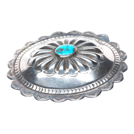 50's-60's Vintage Navajo sterling silver concho belt buckle w/nice turquoise