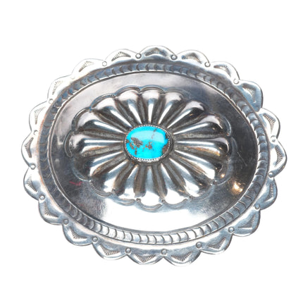 50's-60's Vintage Navajo sterling silver concho belt buckle w/nice turquoise