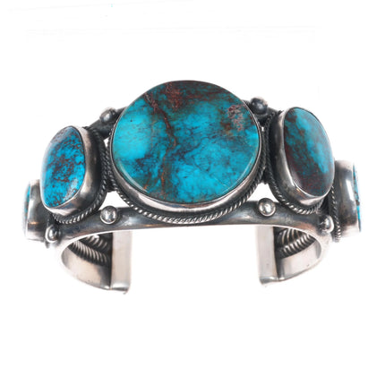 6.75" Verdy Jake Navajo Smoky Bisbee turquoise sterling silver cuff bracelet