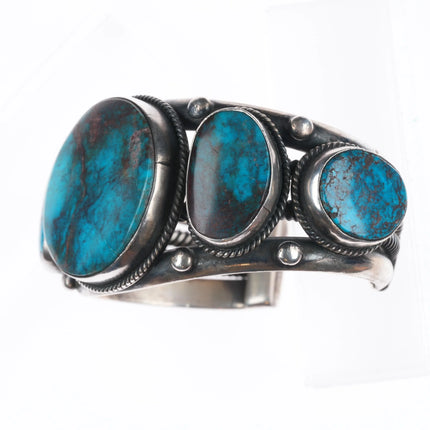 6.75" Verdy Jake Navajo Smoky Bisbee turquoise sterling silver cuff bracelet