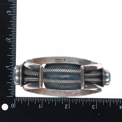 6.75" Verdy Jake Navajo Smoky Bisbee turquoise sterling silver cuff bracelet