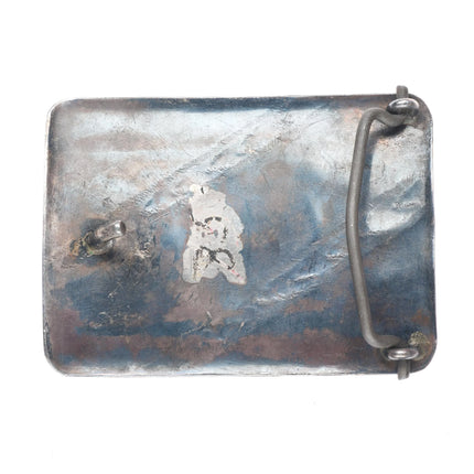 crude c1950's Navajo sterling silver 3 stone turquoise belt buckle