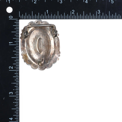 Vintage Navajo sterling silver deep stamped concho belt buckle