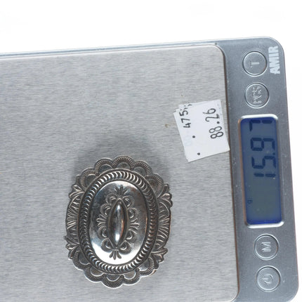 Vintage Navajo sterling silver deep stamped concho belt buckle