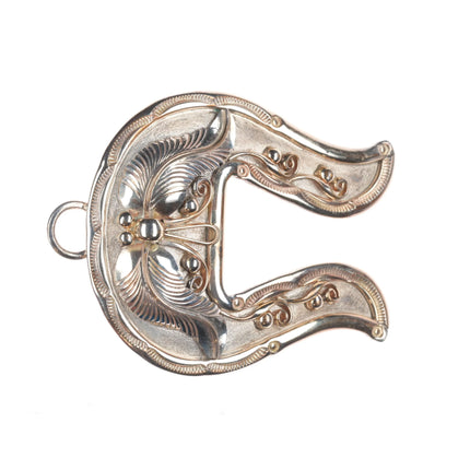 Vintage EB Navajo 3pc belt buckle set sterling silver/gold filled