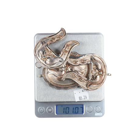 Vintage EB Navajo 3pc belt buckle set sterling silver/gold filled