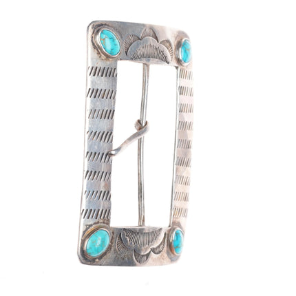 30's-40's Navajo Lone Mountain Turquoise sterling silver concho belt buckle
