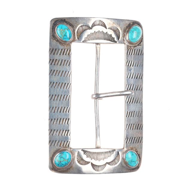 30's-40's Navajo Lone Mountain Turquoise sterling silver concho belt buckle