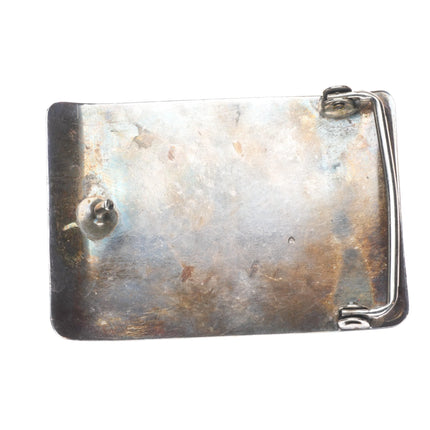 Vintage modernist sterling silver belt buckle with turquoise