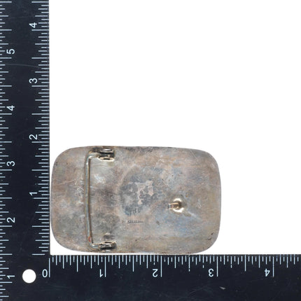 Benjamin Becenti Navajo sterling silver channel inlay Kachina belt buckle