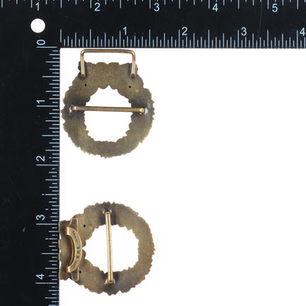 Antique William Kerr gilt sterling silver repousse wreath belt buckle 2 piece