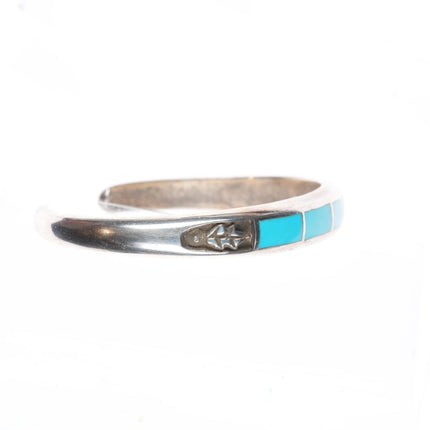 6.15" Vintage Navajo sterling silver channel inlay turquoise cuff bracelet
