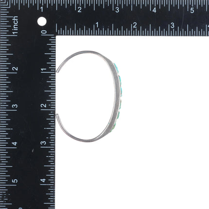 6" 40's-50's Zuni hand carved turquoise slim stacker silver cuff bracelet
