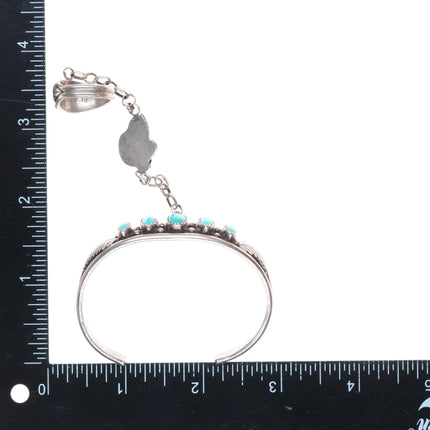 6.5"/sz5.5 ring vintage Platero Navajo sterling silver turquoise slave bracelet