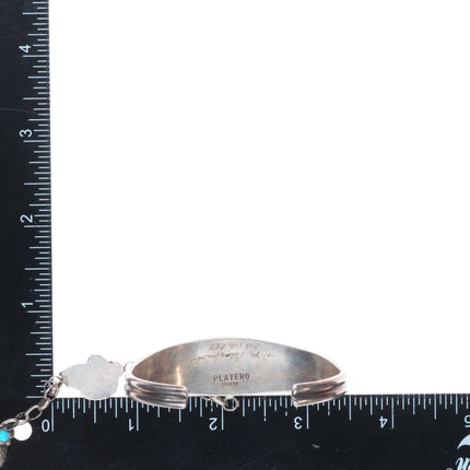 6.5"/sz5.5 ring vintage Platero Navajo sterling silver turquoise slave bracelet