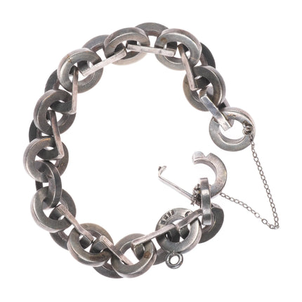 7.25" heavy Vintage Mexican sterling silver chain link bracelet