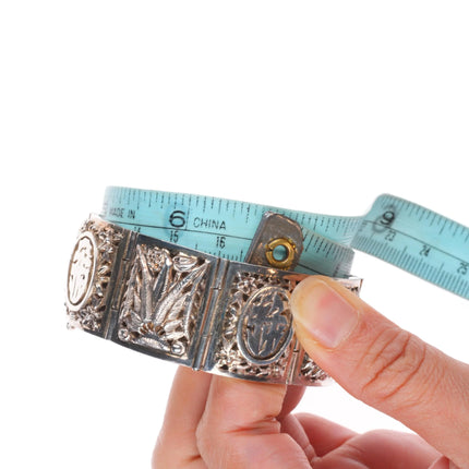 6.5" Vintage Chinese Export four seasons link bracelet sterling silver