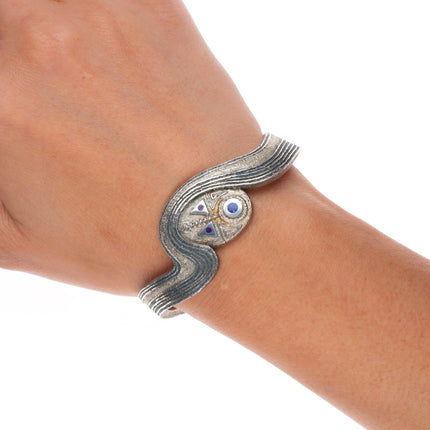 6.1" Ric Charlie Navajo Tufa Cast sterling silver sugilite Yei cuff bracelet