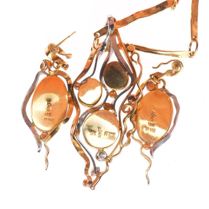 Sam Patania 18k gold, Platinum-high grade Bisbee turquoise necklace/earrings set