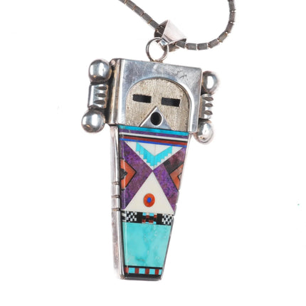 Michael Horse-Yaqui Sterling silver intarsia inlay Kachina pendant/necklace