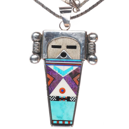 Michael Horse-Yaqui Sterling silver intarsia inlay Kachina pendant/necklace
