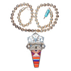 Michael Horse-Yaqui Sterling silver inlay Kachina pendant beaded necklace