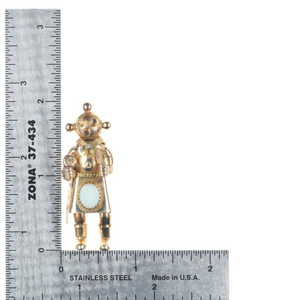 Michael Horse-Yaqui natural Opal, diamond, 14k gold kachina figural pendant