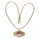 Michael Horse-Yaqui 14k gold, sugilite, coral yei pendant/necklace