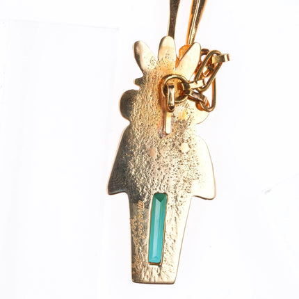 Michael Horse-Yaqui Tourmaline, diamond, 14k gold kachina pendant necklace