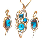 Sam Patania 18k gold, Platinum-high grade Bisbee turquoise necklace/earrings set