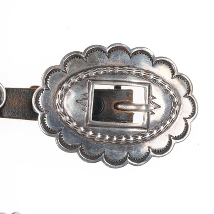 Vintage RCH Navajo first phase style sterling silver heavily stamped concho belt