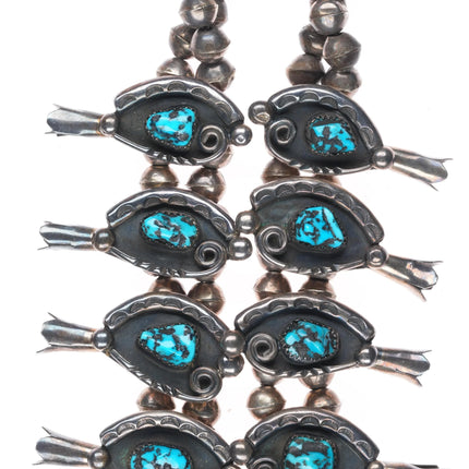 Jimmy Long Navajo turquoise vintage sterling silver squash blossom necklace