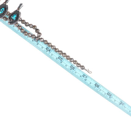 Jimmy Long Navajo turquoise vintage sterling silver squash blossom necklace