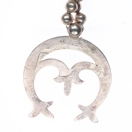 Vintage Navajo sterling silver squash blossom necklace w/cast naja and blossoms