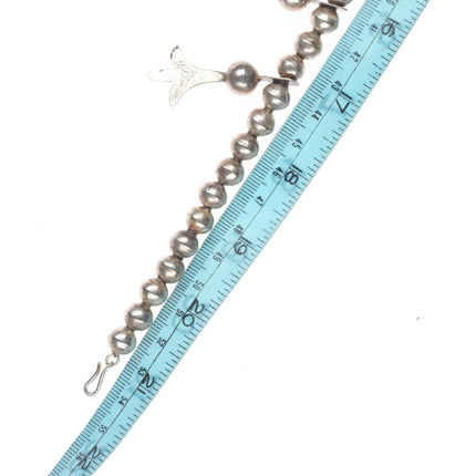 Vintage Navajo sterling silver squash blossom necklace w/cast naja and blossoms