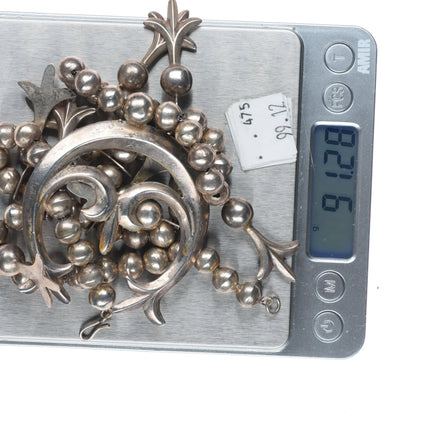 Vintage Navajo sterling silver squash blossom necklace w/cast naja and blossoms