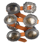 Vintage Navajo sterling silver heavily stamped concho belt