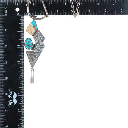 Richard Tsosie Navajo high grade spiderweb turquoise sterling silver pendant