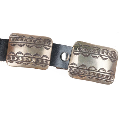 Vintage  Calvin Mariano Navajo sterling silver heavily stamped concho belt