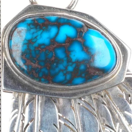 Danny Romero Yaqui high grade spiderweb Bisbee turquoise sterling silver pendant