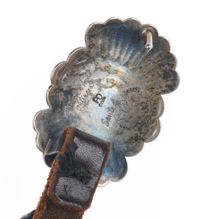 Patrick Ohlinger Coin/Sterling silver, turquoise, coral hand stamped concho belt