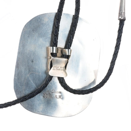 c1970 Big J Quam Zuni Native American sterling silver bluebird inlay bolo tie