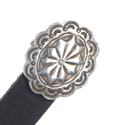 Vintage Navajo sterling silver concho hatband for cowboy hat on leather belt m