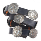 Vintage Navajo sterling silver concho hatband for cowboy hat on leather belt m