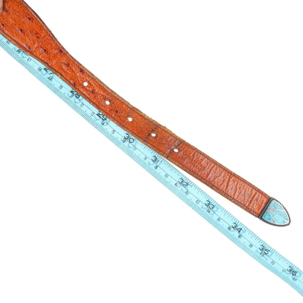 Vintage Navajo sterling silver spiderweb turquoise inlay ranger belt buckle set