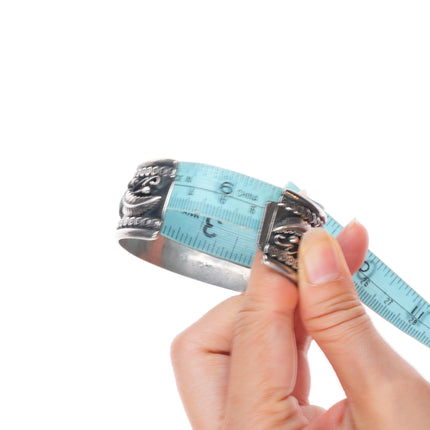 6.5" Vintage Navajo/Zuni sterling silver turquoise needlepoint row cuff bracelet