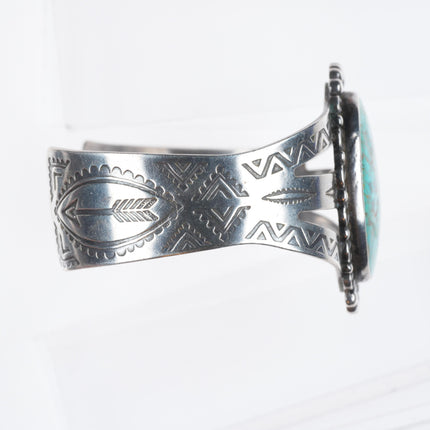 6.75" 1950's Vintage Maisels sterling silver Fred Harvey turquoise cuff bracelet