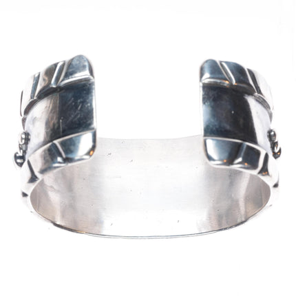6.5" 50's-60's Navajo Bisbee Turquoise sterling silver wide band cuff bracelet